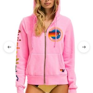Aviator Nation Bright Pink Zip-Up Hoodie